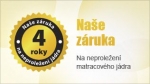 Záruka 4 roky na neproležení matracového jádra.